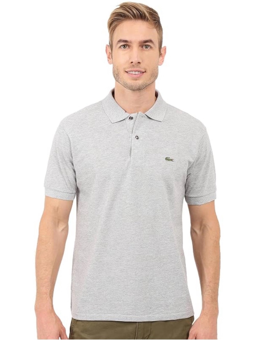 EUC Lacoste Light Grey Men's Pique Polo with Signature Croc
